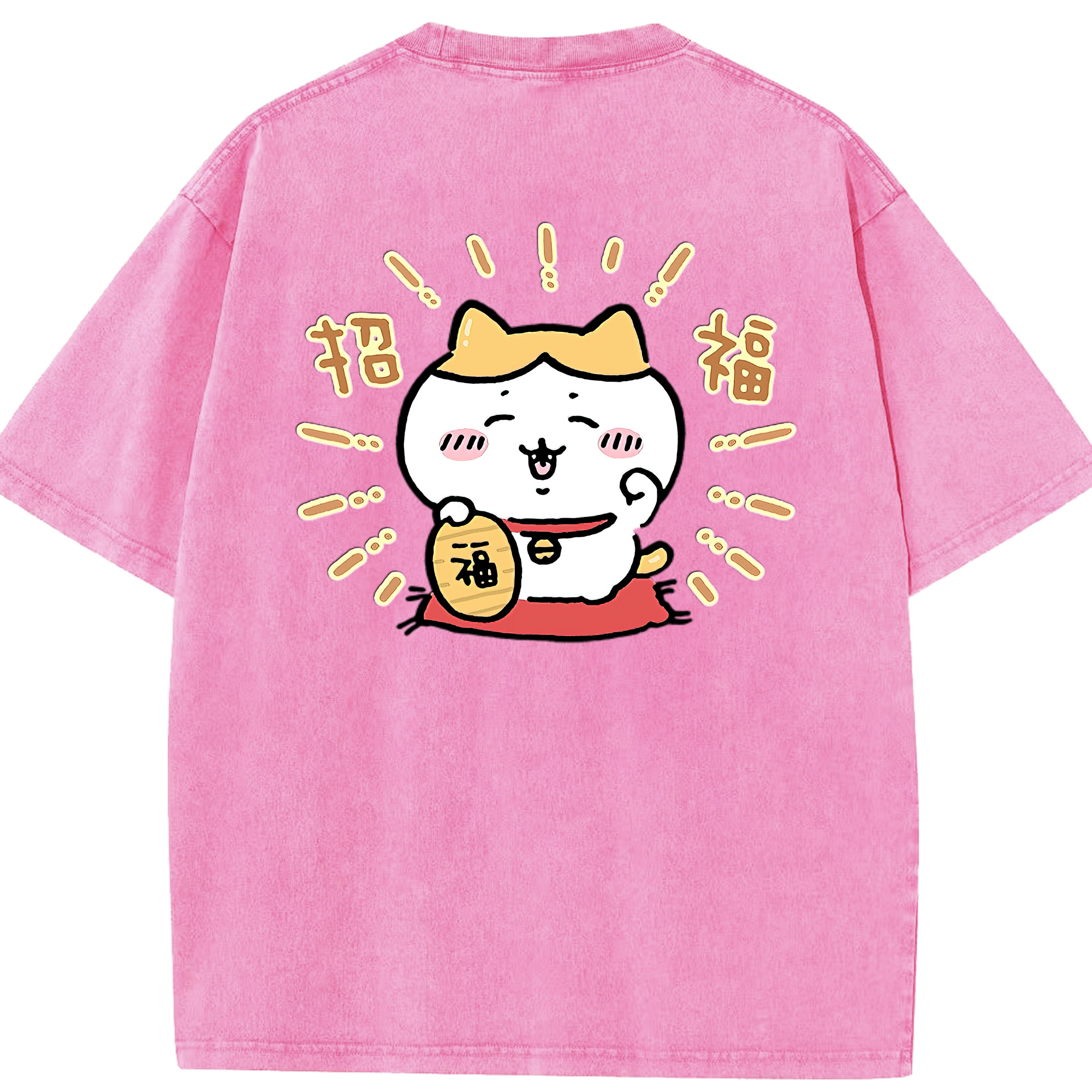 （画像用） ちいかわ ハチワレ Chii-kawa hachiware 綿100% ヴィンテージ風 半袖Tシャツ（背面プリント）